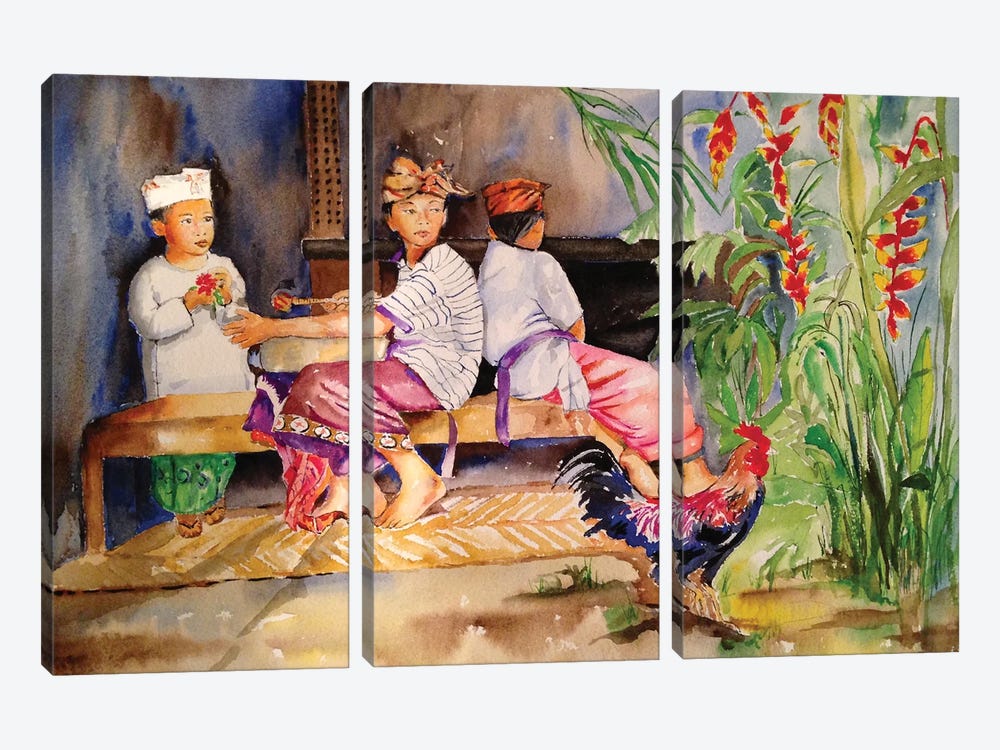 Village Life by Helen Dubrovich 3-piece Canvas Print