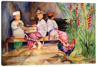 Village Life Canvas Art Print - Helen Dubrovich