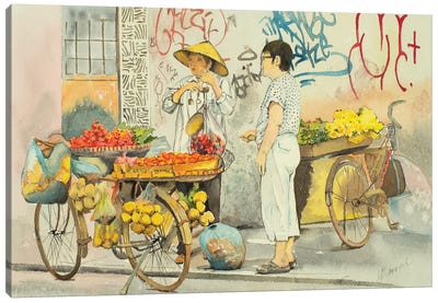 Fruit Seller Canvas Art Print - Bicycle Art