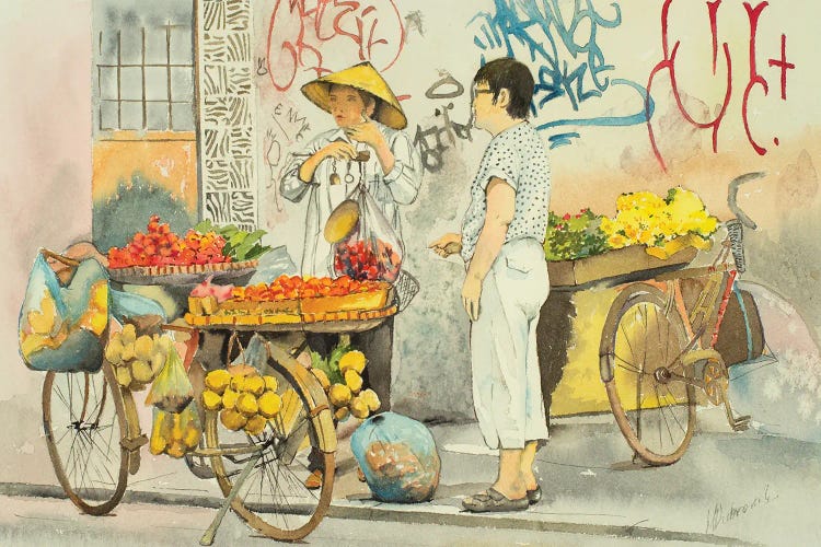 Fruit Seller by Helen Dubrovich wall art