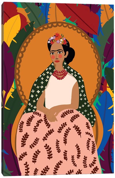 Frida On Her Throne Canvas Art Print - Dina Razin