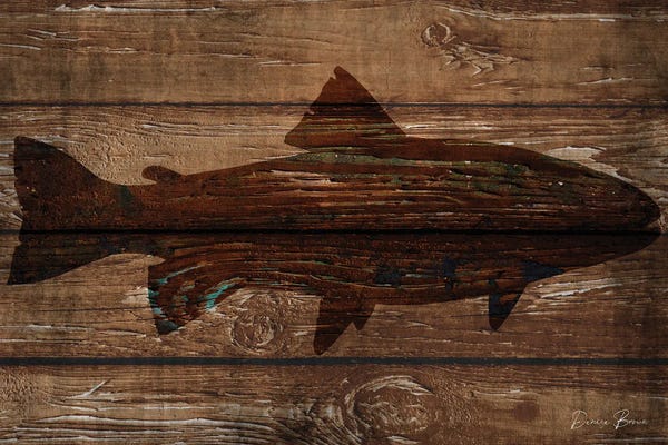 Denise Brown: Fish Silhouette On Wood by Denise Brown