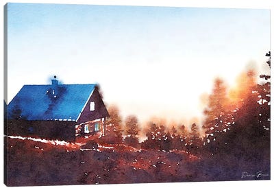 Cabin On A Hill Canvas Art Print - Denise Brown