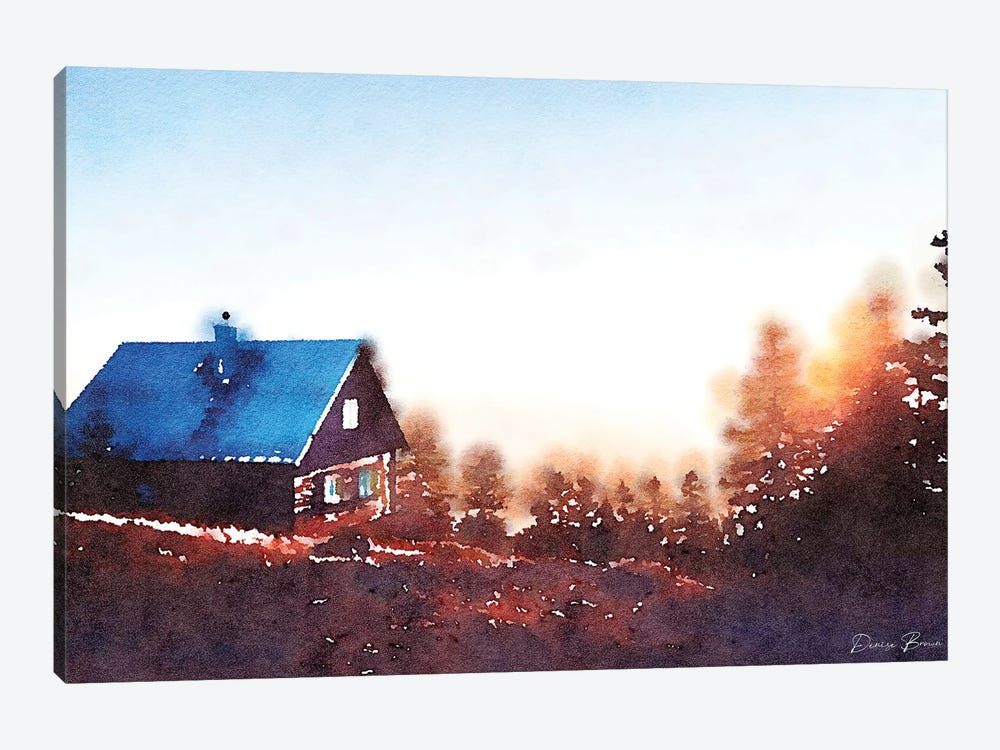 Cabin On A Hill by Denise Brown 1-piece Canvas Art