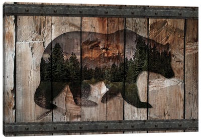 Mountain Bear Silhouette Canvas Art Print - Animal Art