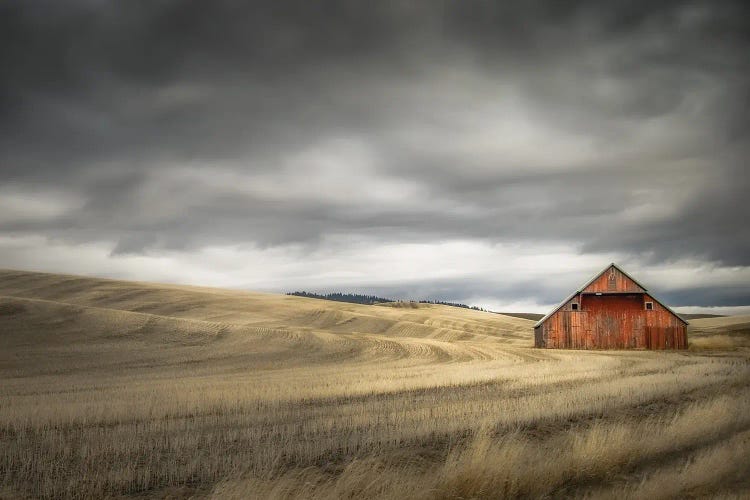 Old Barn In The Winter Field