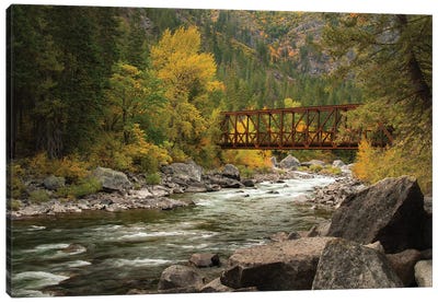 Bridge Over The Wenatchee Canvas Art Print - Don Schwartz
