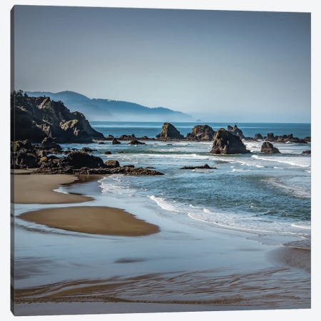 Sea Stacks In The Waves I Canvas Print #DSC138} by Don Schwartz Art Print