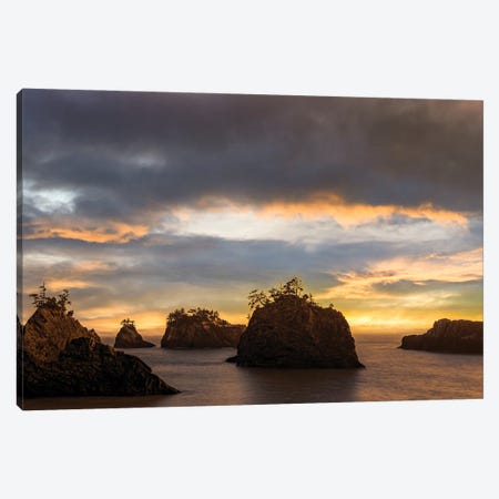 Sea Stacks On An Early Autumn Evening II Canvas Print #DSC140} by Don Schwartz Canvas Wall Art