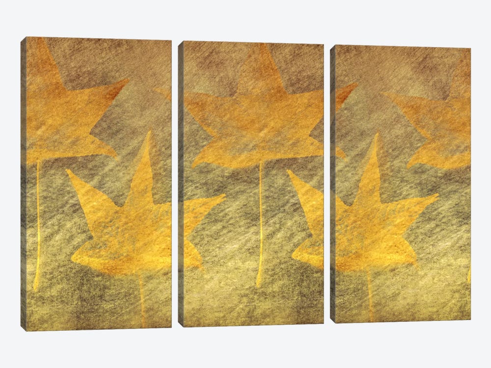 Five Golden Leaves by Don Schwartz 3-piece Canvas Art