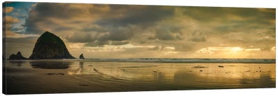 Haystack Sunset Panorama Canvas Art Print - Moody Lit Photography