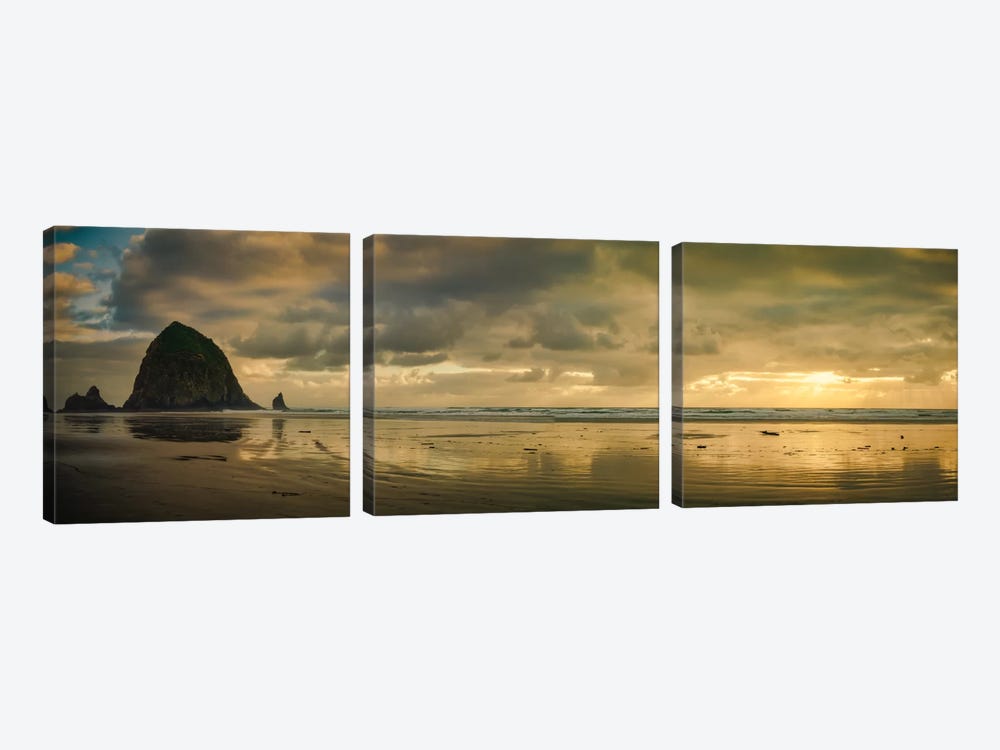 Haystack Sunset Panorama by Don Schwartz 3-piece Canvas Artwork