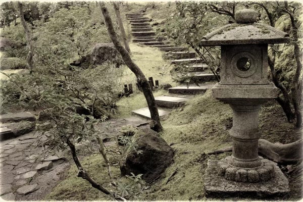 Sepia Photography: Lantern Along The Path by Don Schwartz
