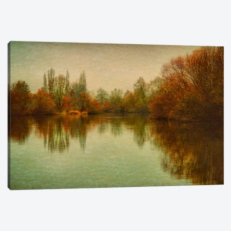 Autumn Morning On The Lake Canvas Print #DSC9} by Don Schwartz Canvas Wall Art