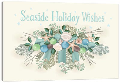 Seaside Holiday Wishes Canvas Art Print - Coastal Christmas Décor