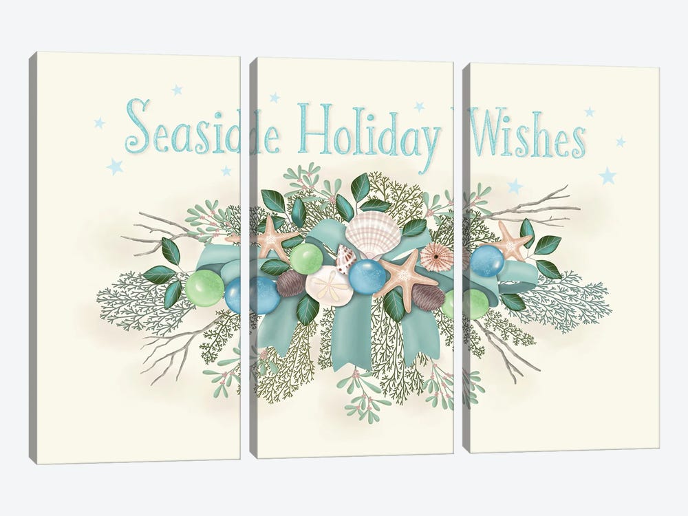 Seaside Holiday Wishes by Darlene Seale 3-piece Canvas Art Print
