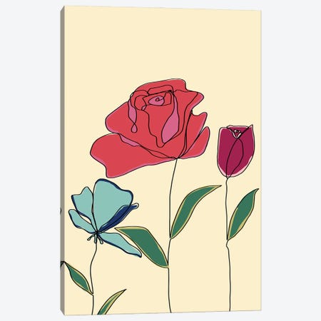 Colored Floral I Canvas Print #DSG115} by Daniela Santiago Art Print