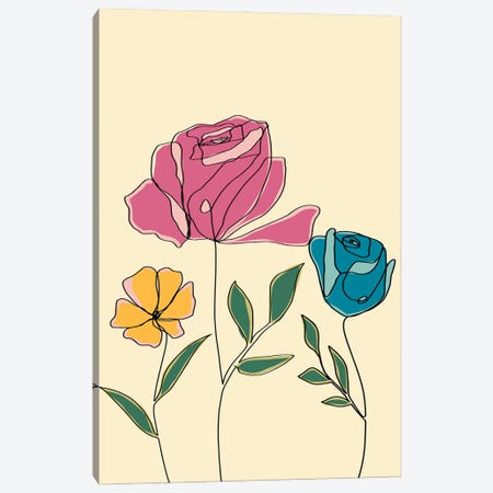 Colored Floral II Canvas Print #DSG116} by Daniela Santiago Art Print