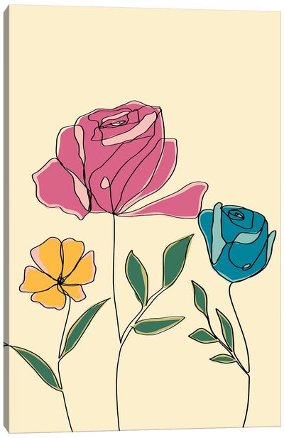 Colored Floral II Canvas Art Print