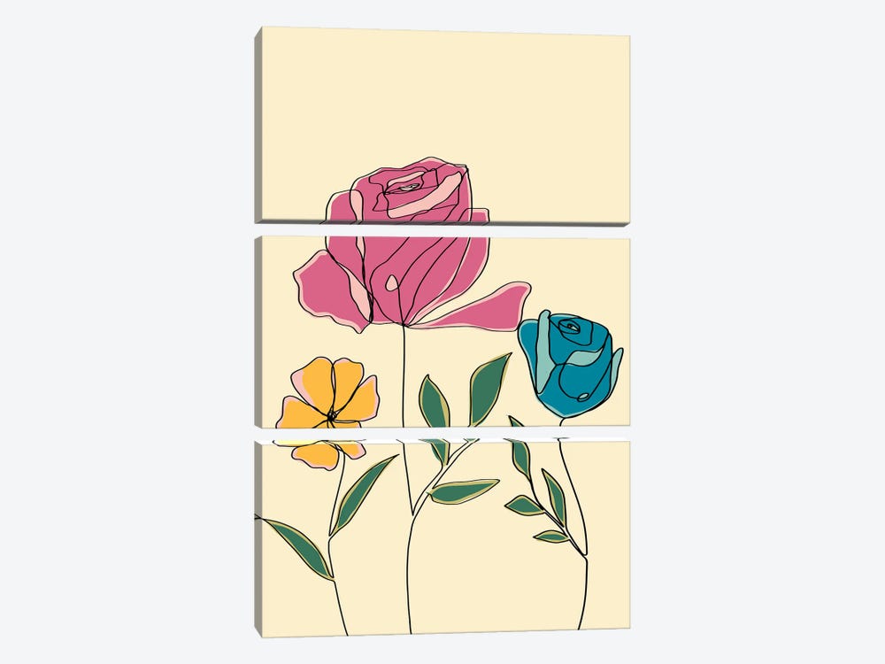 Colored Floral II by Daniela Santiago 3-piece Art Print