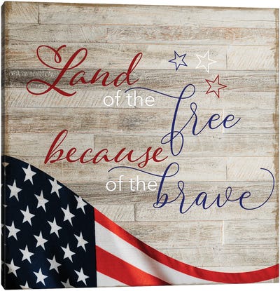 Free Because of the Brave Canvas Art Print - Independence Day