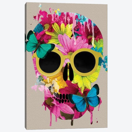Floral Skull Canvas Print #DSG37} by Daniela Santiago Canvas Print