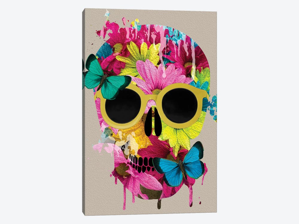 Floral Skull by Daniela Santiago 1-piece Canvas Artwork