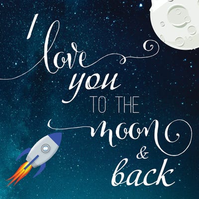 Love You To The Moon Canvas Art Print By Daniela Santiago Icanvas