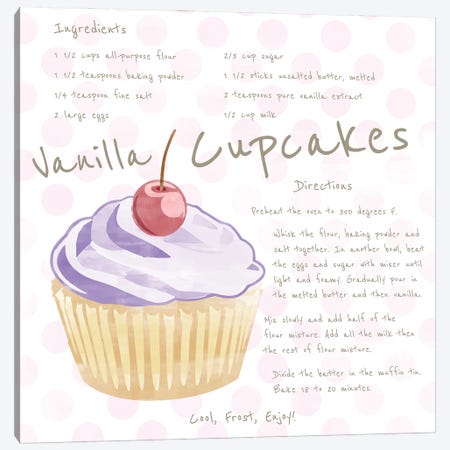 Vanilla Cupcake Canvas Print #DSG97} by Daniela Santiago Art Print