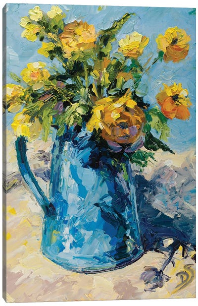 Blue Waltz Canvas Art Print - Large Floral & Botanical Art