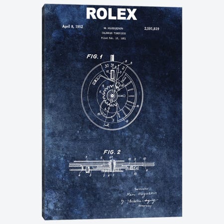 Rolex Calendar Time Piece, 1951- Blue Canvas Print #DSP110} by Dan Sproul Canvas Artwork