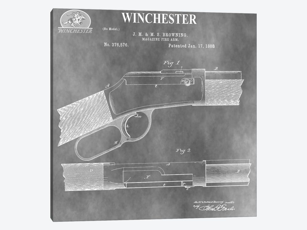 Winchester Magazine Fire Arm, 1888-Light Gray by Dan Sproul 1-piece Art Print