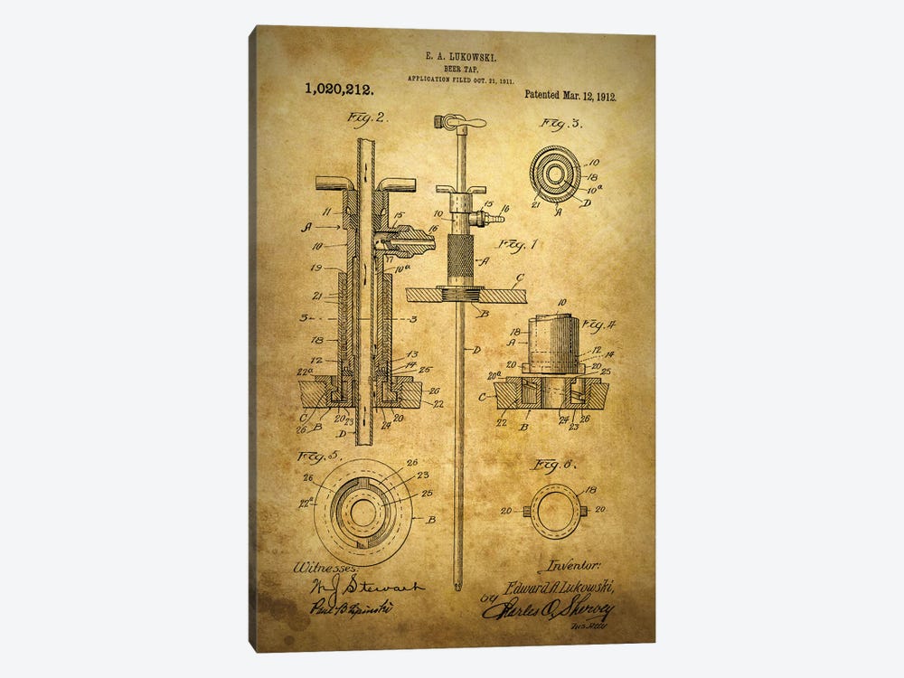 Beer Tap 1912 by Dan Sproul 1-piece Canvas Art