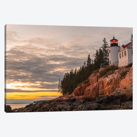 Bass Harbor Lighthouse Sunset Canvas Print #DSP147} by Dan Sproul Canvas Artwork