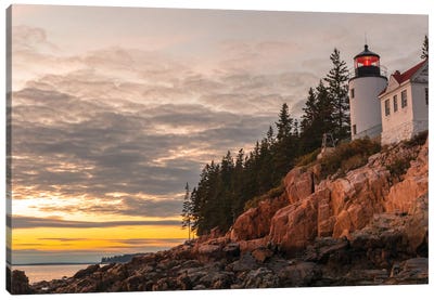 Bass Harbor Lighthouse Sunset Canvas Art Print - Dan Sproul