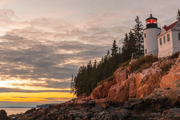 Harbors: Bass Harbor Lighthouse Sunset by Dan Sproul