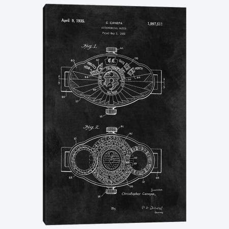 C.Canepa Astronomical Watch Patent Sketch (Chalkboard) Canvas Print #DSP14} by Dan Sproul Canvas Artwork