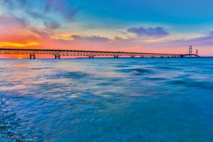 Sunset Over Mackinac Bridge by Dan Sproul wall art