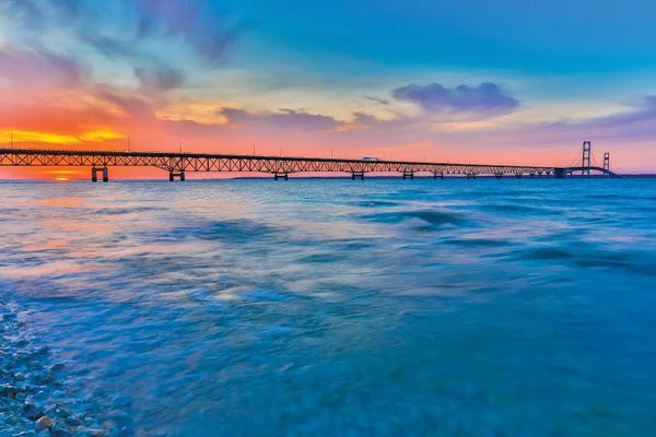 Dan Sproul: Sunset Over Mackinac Bridge by Dan Sproul