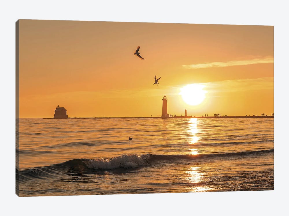 Grand Haven Sunset by Dan Sproul 1-piece Canvas Print