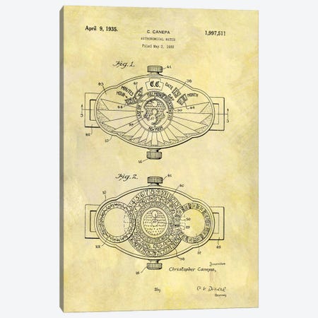 C.Canepa Astronomical Watch Patent Sketch (Foxed) Canvas Print #DSP15} by Dan Sproul Canvas Wall Art