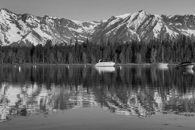 Black And White Teton Reflections by Dan Sproul framed canvas print