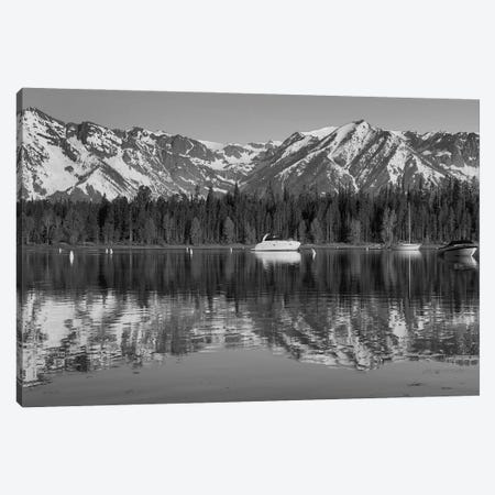 Black And White Teton Reflections Canvas Print #DSP162} by Dan Sproul Art Print