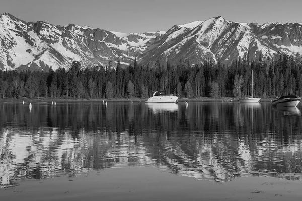 Black And White Teton Reflections
