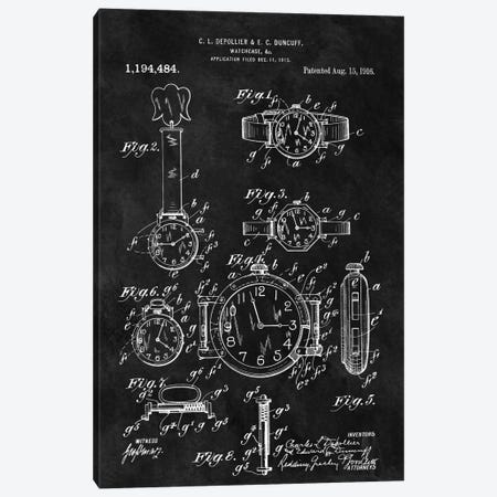 C.L. Depollier & E.C. Duncuff Watch Case Patent Sketch (Chalkboard) Canvas Print #DSP16} by Dan Sproul Canvas Artwork