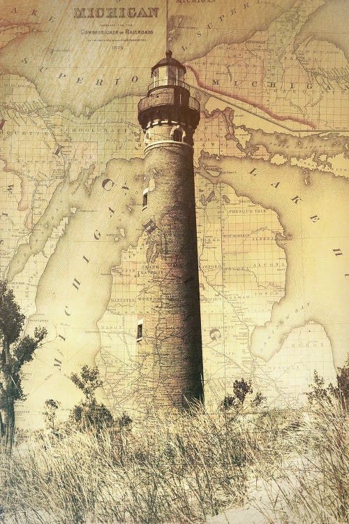 Little Sable Lighthouse Map by Dan Sproul wall art