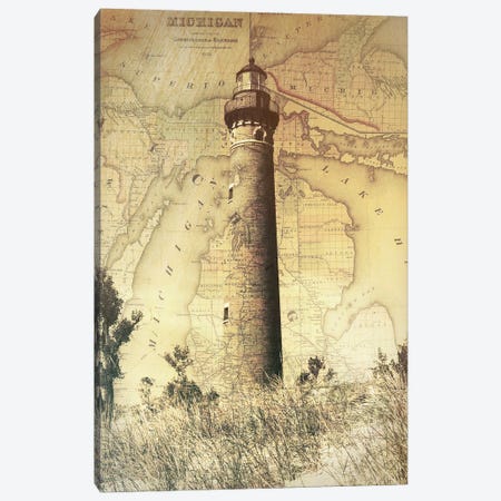 Little Sable Lighthouse Map Canvas Print #DSP190} by Dan Sproul Canvas Art