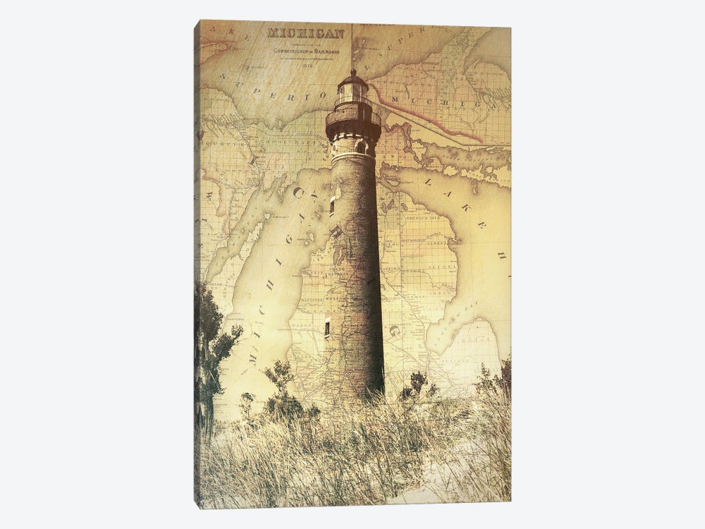 Little Sable Lighthouse Map by Dan Sproul 1-piece Canvas Print