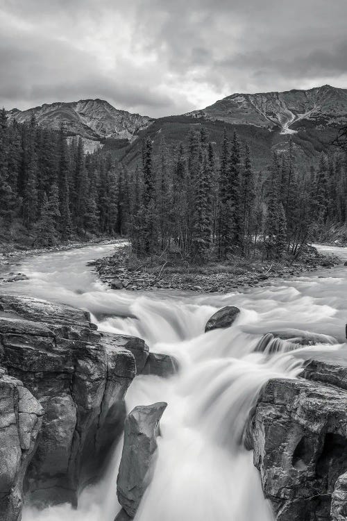 Sunwapta Falls Black And White