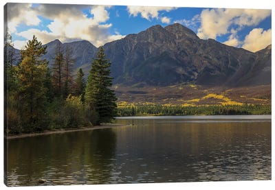 Mountain Lake In Autumn Canvas Art Print - Dan Sproul